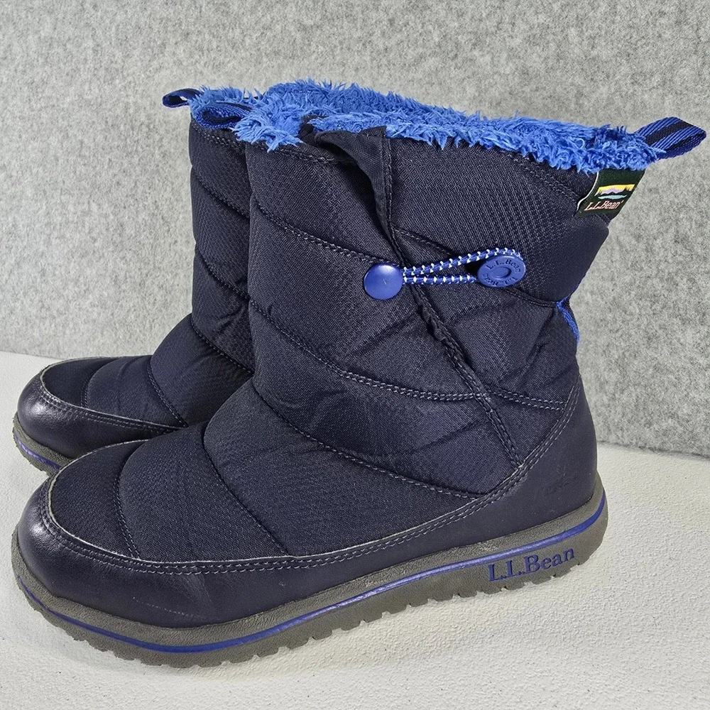 LL Bean Kids Ultralight Primaloft Snow Boots Navy Blue Size 4 505698